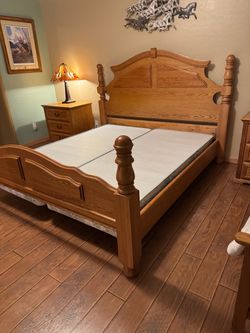 Wooden Four-Poster Bed Frame and 7 Drawer Dresser