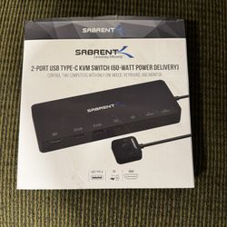 Sabrent USB-C KVM Switch. Control 2 computers with 1 keyboard/mouse.