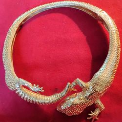 Gold Tone Lizard Choker 