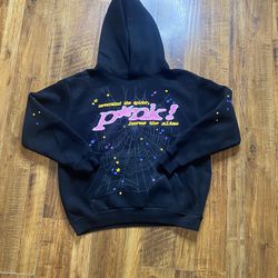  pink sp5der hoodie black