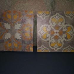 Two 15 X 15 Matching Prints On Canvas
