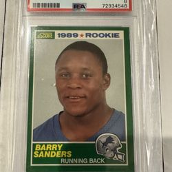 Barry Sanders 1989 Score PSA 8  Rookie Card.