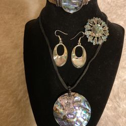 Multi Color Matching Set.dangle Earrings,brooch,necklace,and Watch( Mexico Alpaca)