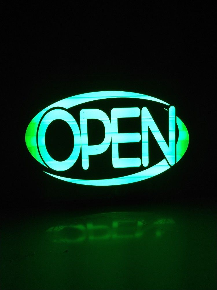 Neon Green OPEN sign