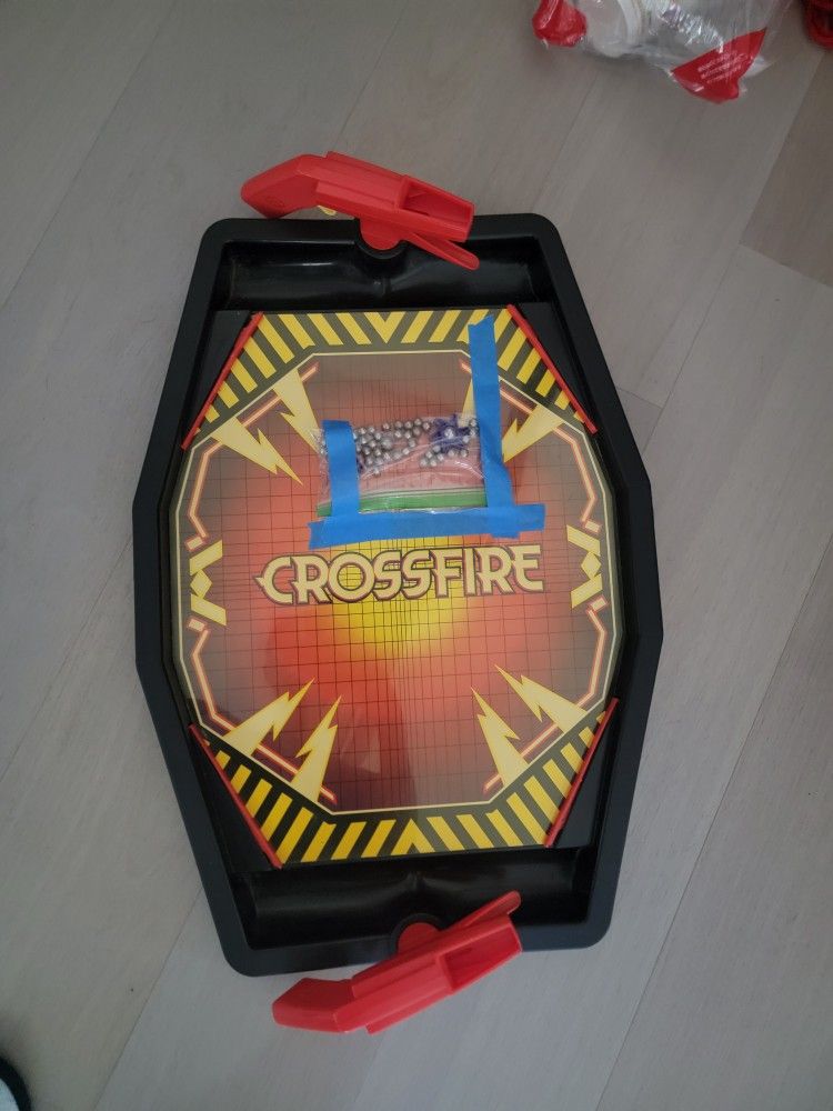 Vintage 1987 Crossfire Board Game by Milton Bradley w/35 Steel Balls & 2 Pucks