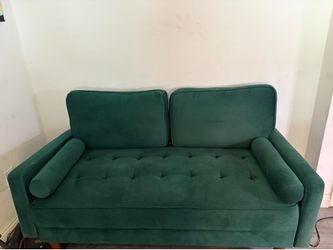 Green velvet couch