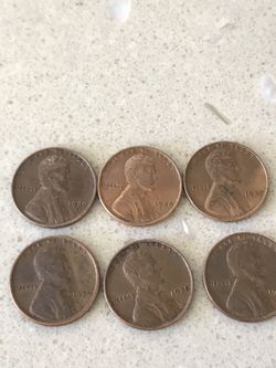 Wheat cents from 1939 to 1934