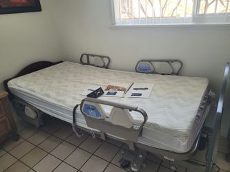Electric Hospital Bed w/Mattress and Rails & other supplies