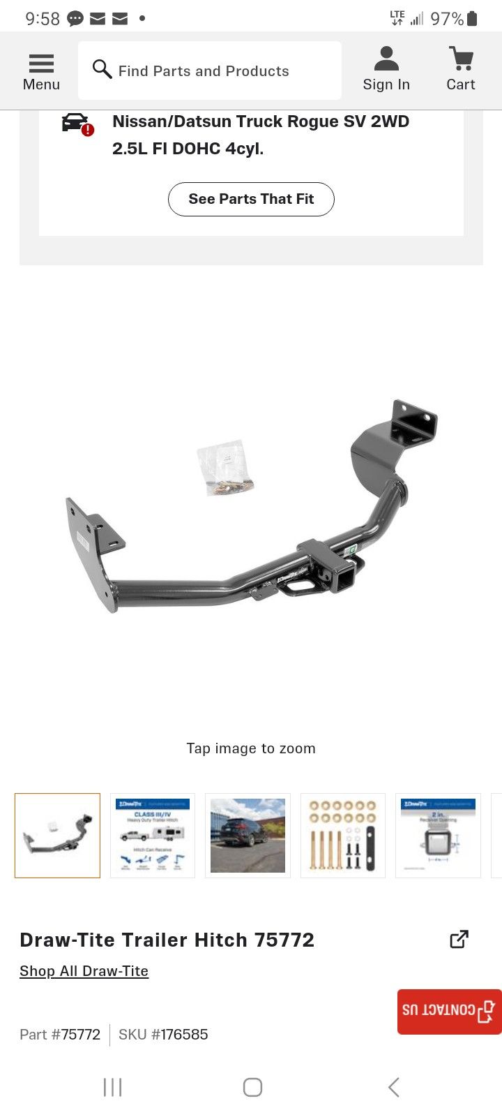 Draw Tite 75772 Trailer Hitch For Hyundia Santa Fe And Kia Sorento