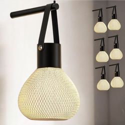Set Of 6 Battery Operated Wall Sconces, Rechargeable Wall Light, Portable Wireless Wall Sconces Wall Lighting Lamp Fixture with RGB Light