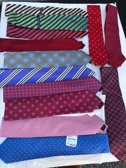 Classic silk ties with various colors and patterns.
