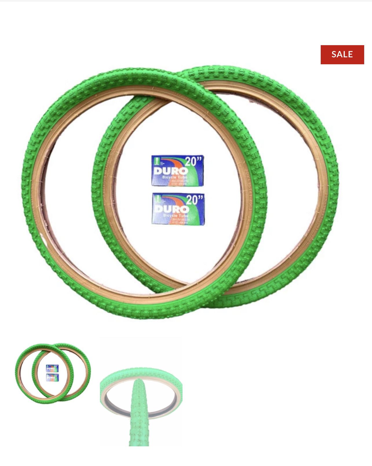 Wanda 20 x 1.75" Green Gum Wall Tires $35.99 Free inner tubes!!!!!