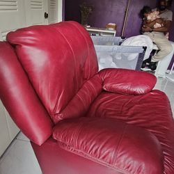 Red Leather Recliner Chair – Rocker, Mint Condition – Super Comfy, Must Go Today