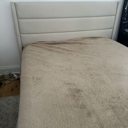 Beige Headboard And Bed Frame (Full)