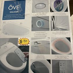 New OVE Decors Enlight Smart Bidet Toilet Seat; White 15.75in Elongated With Remote 