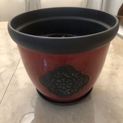 Red Flower Pot 9” tall and 10”wide