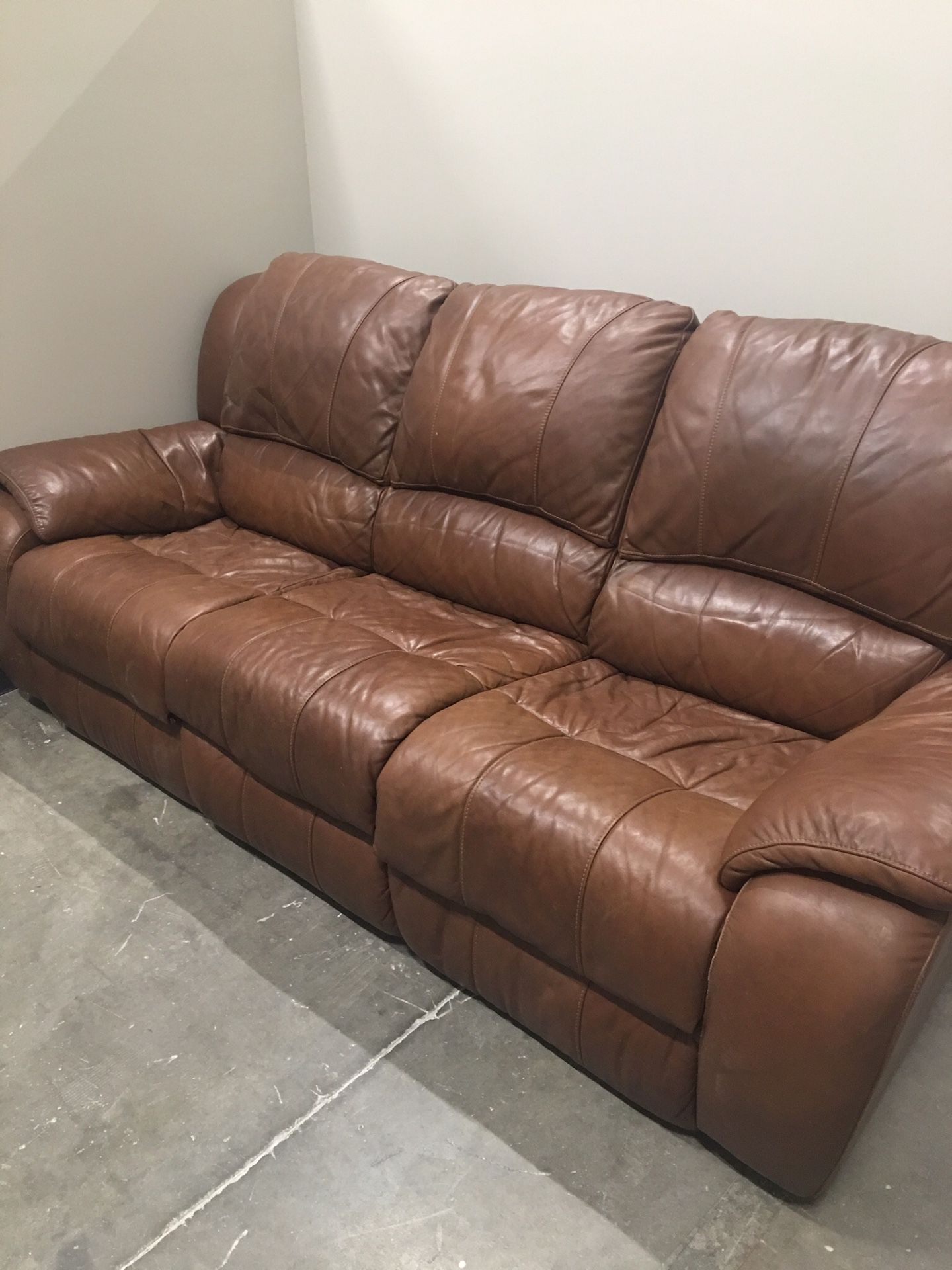 Leather couch with recliner