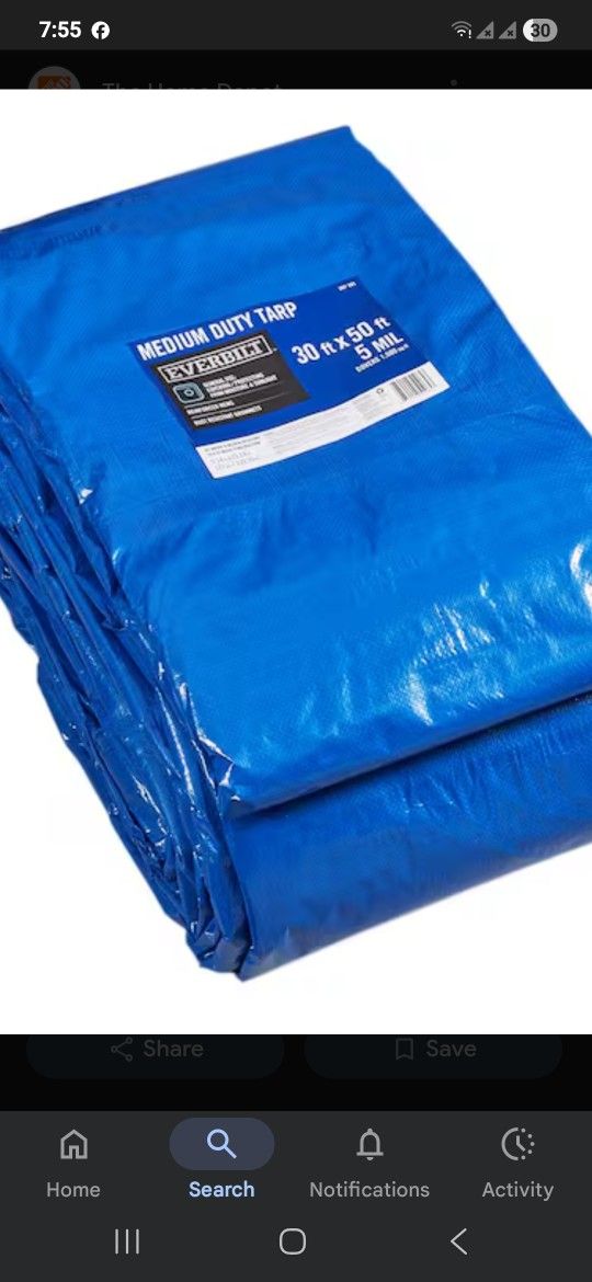 30 × 50 Blue Tarp