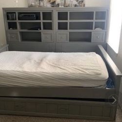 Gray Pullout Bed with Storage & Matching Dresser- Excellent condition! 
