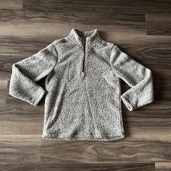 Men’s Fluffy Fleece Half-Zip Jacket in Beige