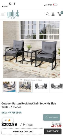 3 piece patio rocking chairs