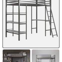 Full Loft Bed With Shelves