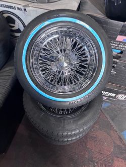 Chrome Wire Spoke Wheels with Blue Stripe Tires