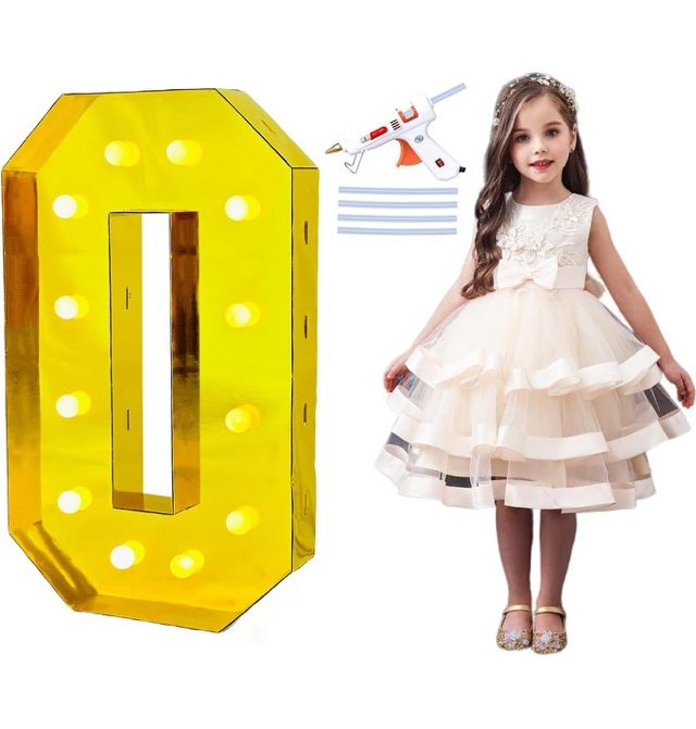 40” Gold # 0 Led Light Up Number for Birthday Party Wedding Baby Shower Photo