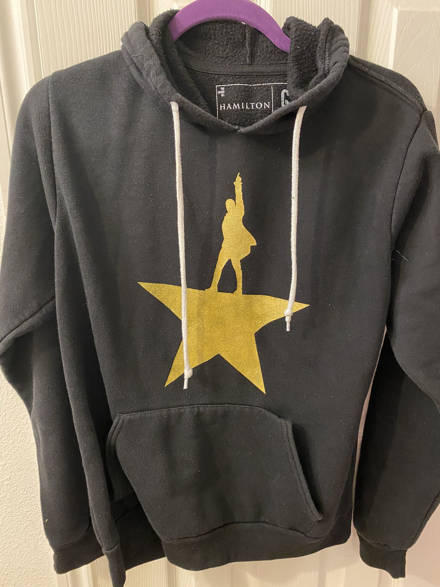 Hamilton Musical Hoodie Adult Small Black Fleece Lined Sweater Authentic Excellent condition 