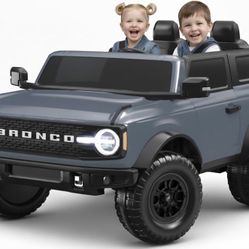 Kid Trax 12V Ford Bronco Ride-On Toy For Ages 3-7, Battery Powered, LED Headlights, FM Radio, MP3, Horn, 2-Seater, Max Weight 130 Lb, 2 Speeds, Electr