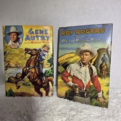 1950 Roy Rogers & 1946 Gene Autry Lot of 2 Hardcover Books w/Dust Jackets