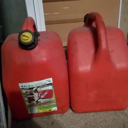 Two -5 Gallon Diesel Can Red Plastic Fuel Container