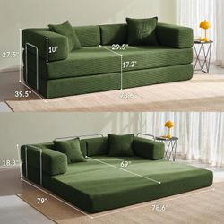 Foldable Sofa Bed, 78'' Folding Floor Couch