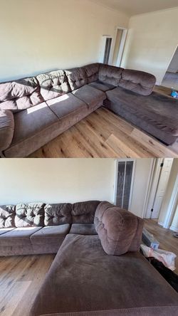 Brown Microfiber L-Shaped Sectional Sofa