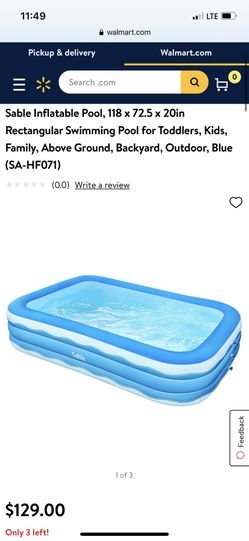 Adult Size Sable Inflatable Pool 118x 72.5x20”