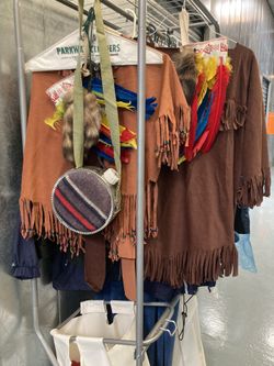 Hand Made Faux Suede American Indian Costume.  Size Child 4-6 Yr And 6-10