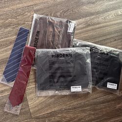 Men Vests (3) Black, Charcoal, & Brown Vest Bundle w/ Red & Blue Ties