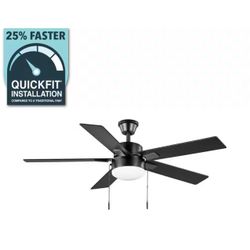 Hampton Bay 52 in. Corwin Indoor/Outdoor Matte Black LED Ceiling Fan with Light Kit
