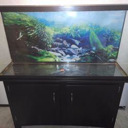 55 - 60 Gallon Fish Tank Aquarium W BLACK Stand & Cupboards 