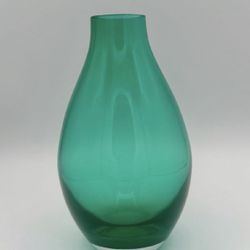 Mid-Century Translucent Aqua Teardrop Glass Vase