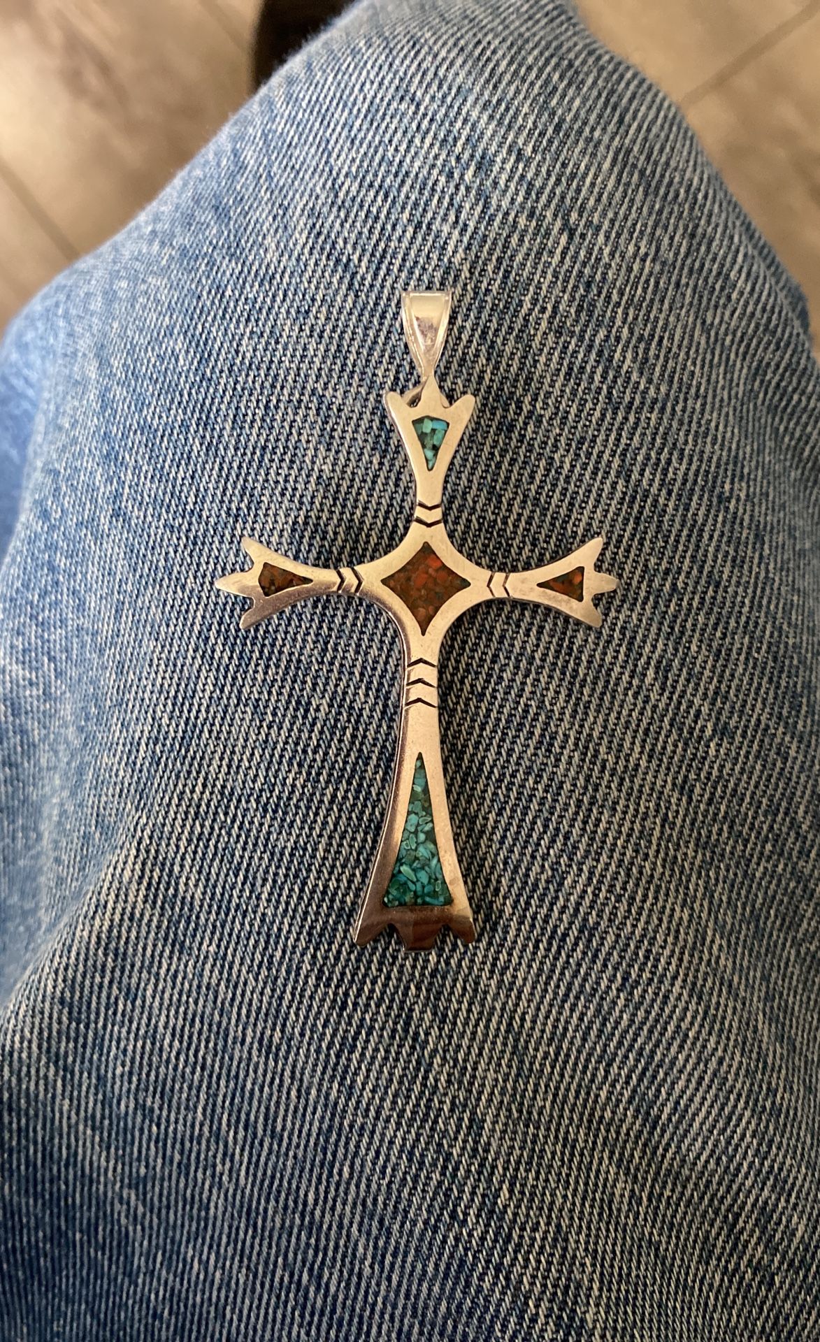 Silver Turquoise Cross