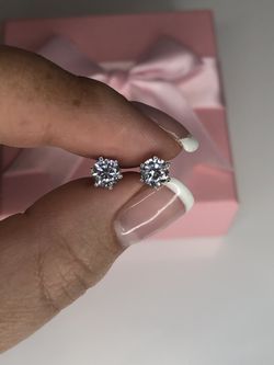 Brand New Sterling Silver 925 0.5Ct Stud Earrings With CZ Diamonds
