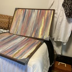 Two New 34” Long X 24” Wide Paints, Different Colors, Beautiful (NO SHIPPING)