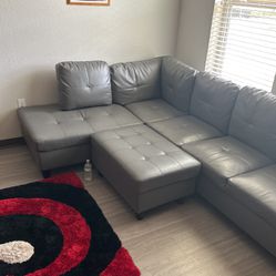 Leather Sectional With Ottoman 