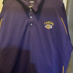 Los Angeles Lakers Purple Four Button Polo Shirt Mens