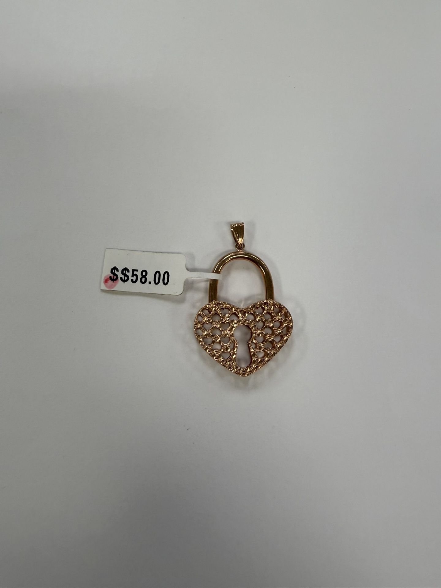 Rose Gold Plated Sterling Silver Heart Lock Pendant