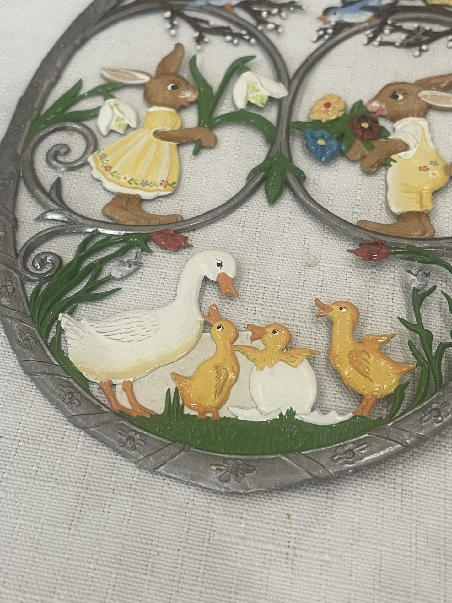 Hand painted Wilhelm Schweizer pewter Easter egg wall Hanger