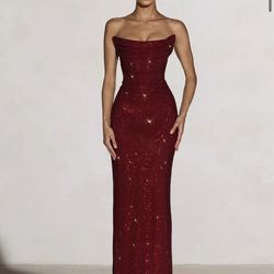 baby boo dark red prom dress