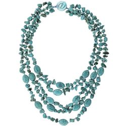 Gem Stone King Turquoise Shell 5 Layer Necklace 