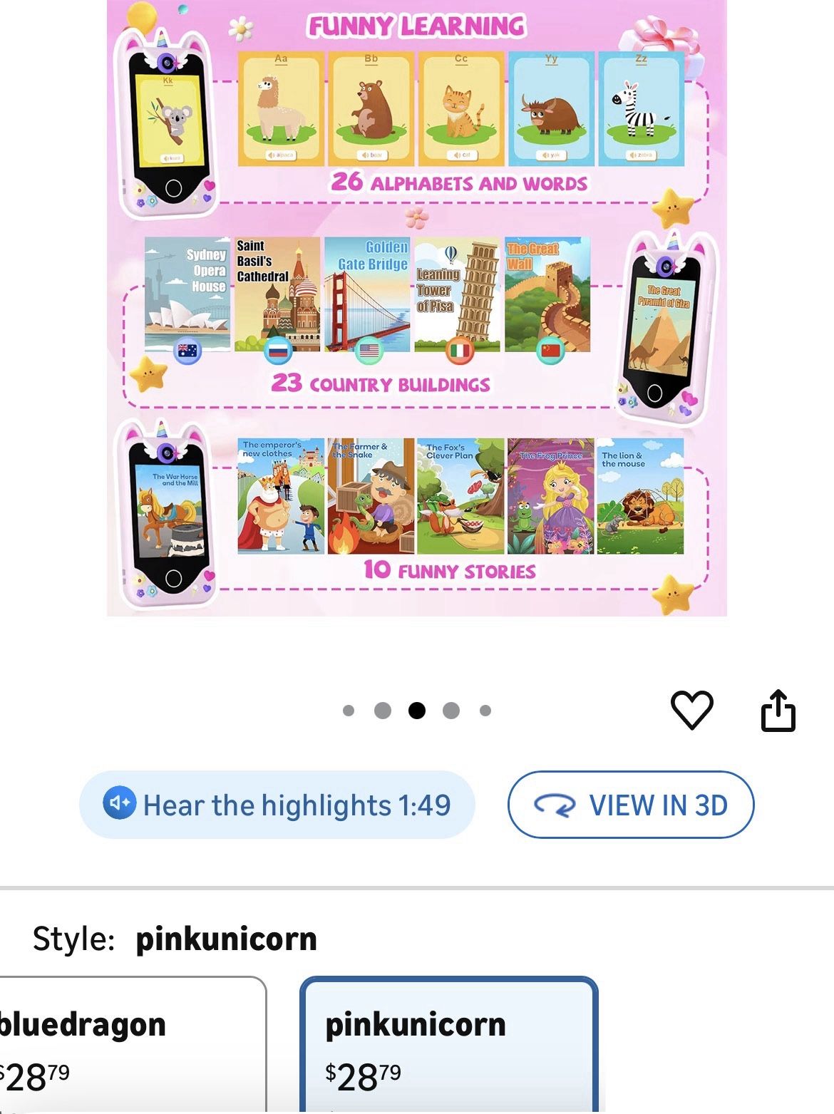 🆕 In 📦 Kids Smart Phone for Girls Christmas Birthday Gifts,Kids CellPhone Toy with Touchscreen,Dual Cameras,Learning,Kid Mp3️⃣Player,Games with3️⃣